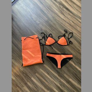 Triangl neon orange bikini set